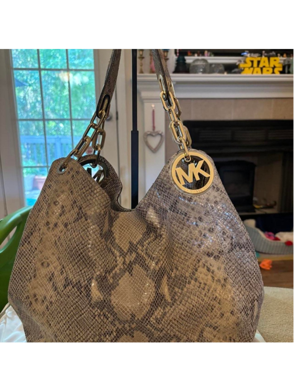 AUTHENTIC Michael Kors Fulton Python Women's Shoulder Bag Hobo With Dust Bag